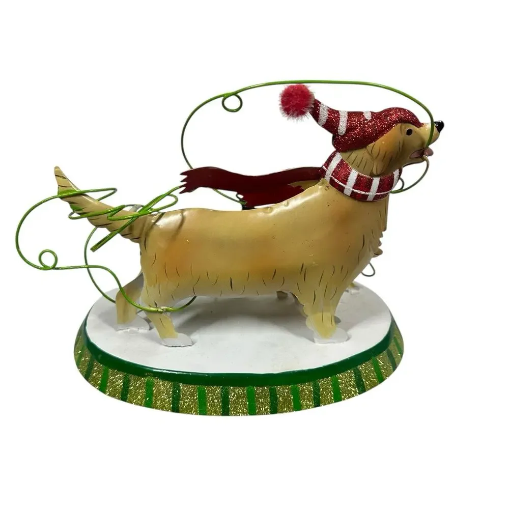 Pier 1 Christmas Metal Dog Figurine Wine Charm Holder‎ NO WINE CHARMS 8.5